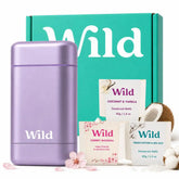 Wild Aluminum Free Natural Deodorant Starter Kit - Refillable Purple Case - Natural Ingredients & 24 Hour Odor Protection - Women's - Fresh Scents Variety Pack - Case + 3 Refills