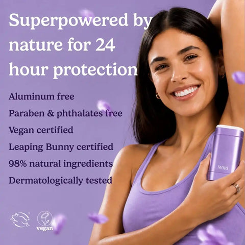 Wild Aluminum Free Natural Deodorant Starter Kit - Refillable Purple Case - Natural Ingredients & 24 Hour Odor Protection - Women's - Fresh Scents Variety Pack - Case + 3 Refills