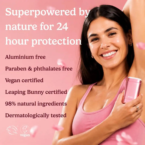 Wild Aluminum Free Natural Deodorant Starter Kit - Refillable Pink Case - Natural Ingredients & 24 Hour Odor Protection - Women's - Fresh Cotton and Sea Salt Scent - Case + 1 Refill