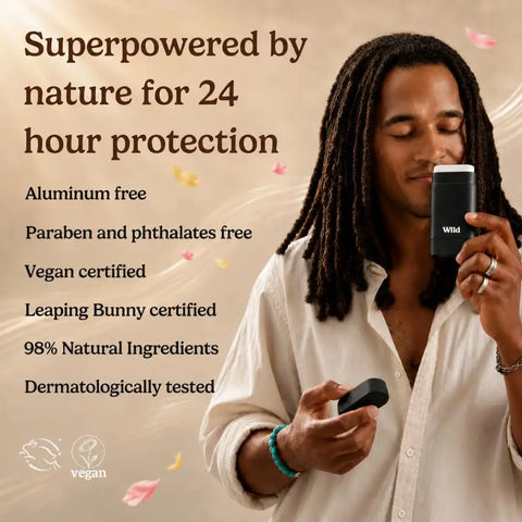 Wild Aluminum Free Natural Deodorant Starter Kit - Refillable Black Case - Natural Ingredients & 24 Hour Odor Protection - Women & Men's - Honey & Cactus Flower Scent - Case + 1 Refill