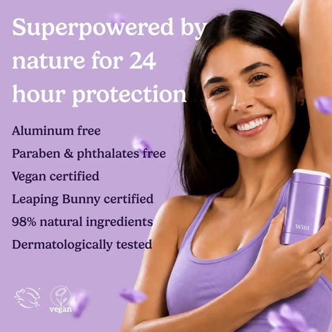 Wild Aluminum Free Natural Deodorant Ultimate Starter Kit - Purple Case - Natural Ingredients & 24 Hour Odor Protection - Women's - Variety of Scents - Case + 5 Refills