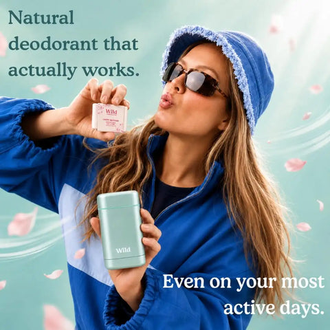 Wild Aluminum Free Natural Deodorant Starter Kit - Refillable Aqua Case - Natural Ingredients & 24 Hour Odor Protection - Women & Men's - Fresh Scents Variety Pack - Case + 3 Refills