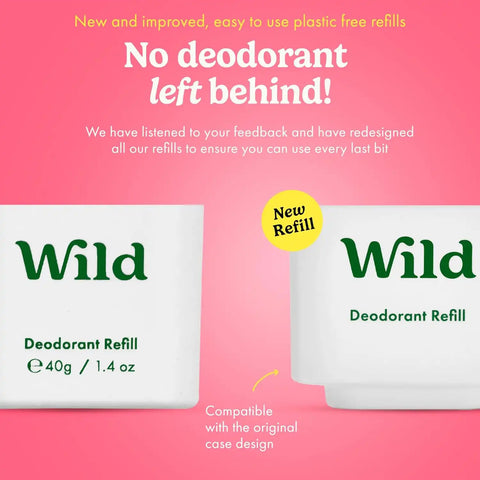 Wild Aluminum Free Natural Deodorant Refills - Cherry Blossom - Women & Men's - Fits Wild Refillable Case - 24 Hour Odor Protection - Box of 3